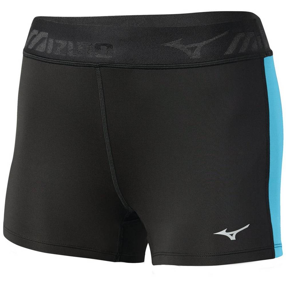 Leggings Mizuno Running Impulse Core Short - Mulher - Pretas/Azuis Turquesa - UYEXZ7089